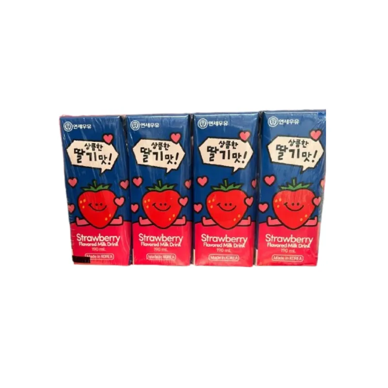 [GR-BEV-0108] YONSEI Sterilized Milk – Strawberry 190ML*4EA
