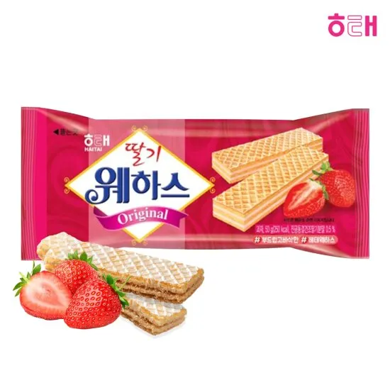 HAITAI Sweet Biscuits – Wafer Strawberry 50G