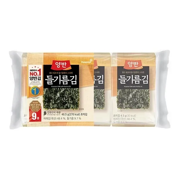 [GR-SNACK-0030] DONGWON Seasoned Laver Seaweed – Perilla Oil (9P) 40.5G