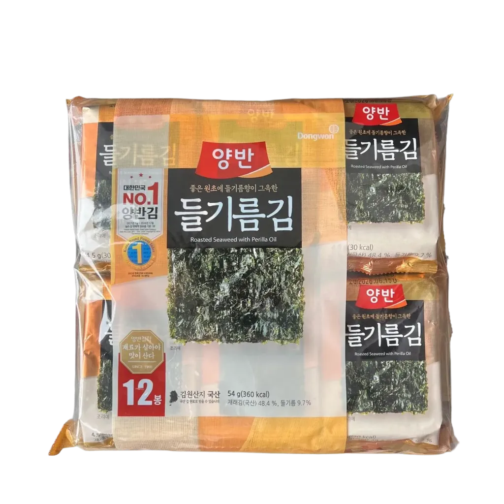[GR-SNACK-0035] DONGWON Seasoned Laver Seaweed – Perilla Oil (12P) 54G