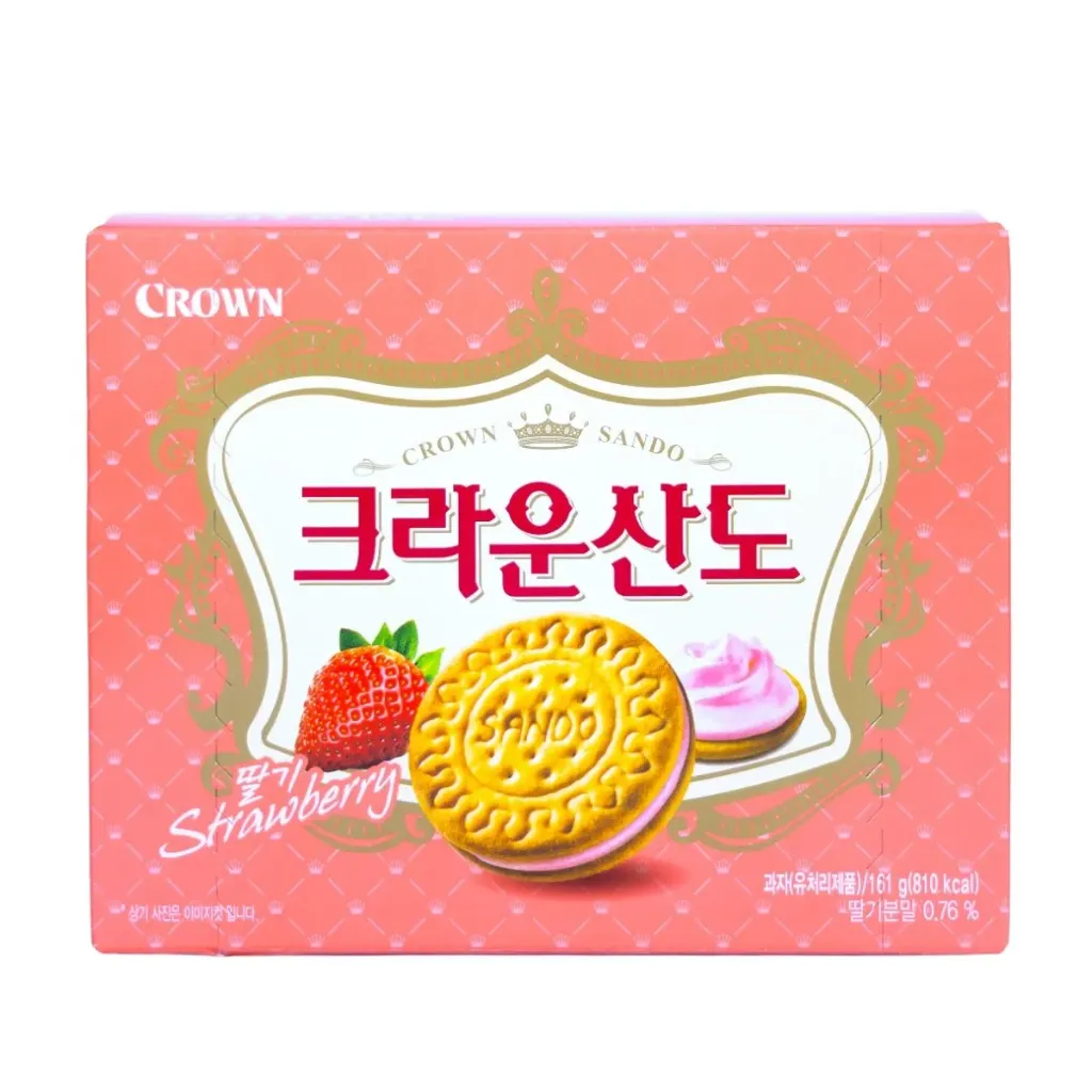[GR-SNACK-0080] CROWN Sweet Biscuits – Sando Strawberry 161G