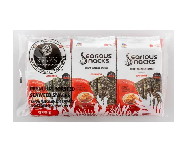 [GR-SNACK-0149] Seariousnacks Crispy seaweed snacks Kimchi flavor 4g*3EA