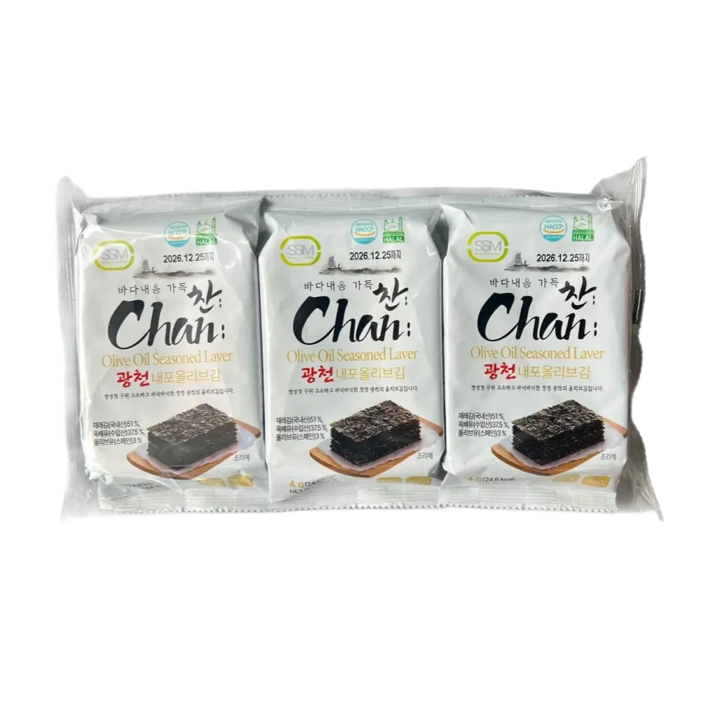 [GR-SNACK-0153] Chan Olive Oil Seasoned Laver 3P 3*4g (8Sheets)