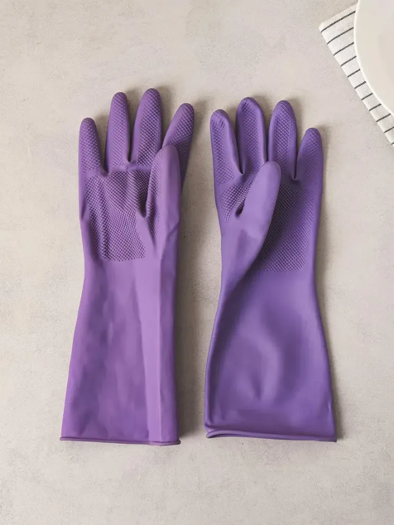 [GM-CLEAN-0017] White Hand Beauty Rubber Gloves Large Purple