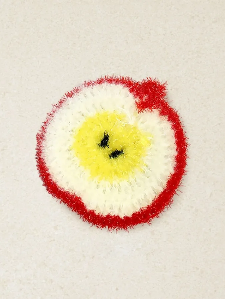 [GM-CLEAN-0029] Apple Shape Hand-Knitted Scrubber Red