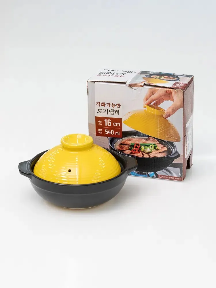 [GM-KITCH-0034] 둥근 컬러 뚜껑 도기 냄비 540 ml
