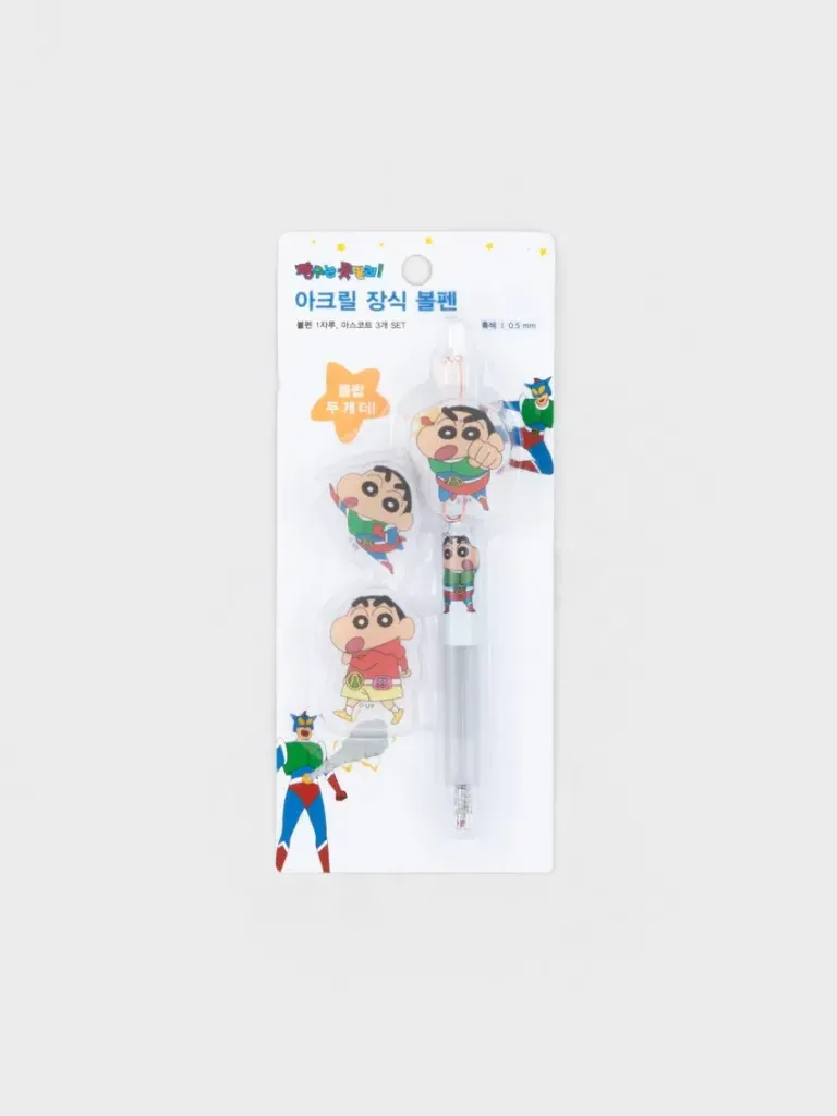 [GM-STAT-0002] 짱구 아크릴 장식 볼펜 짱구＆액션가면 흑색 0.5mm
