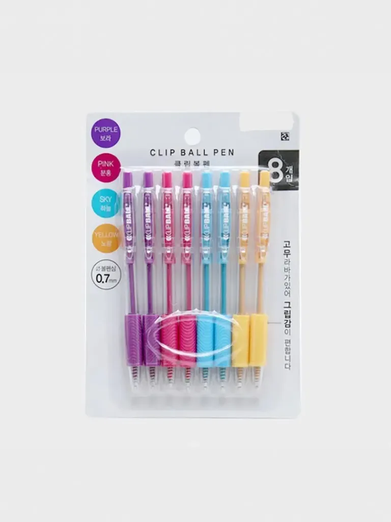 [GM-STAT-0009] 4 Color Clip Ballpoint Pen 0.7mm 8pcs