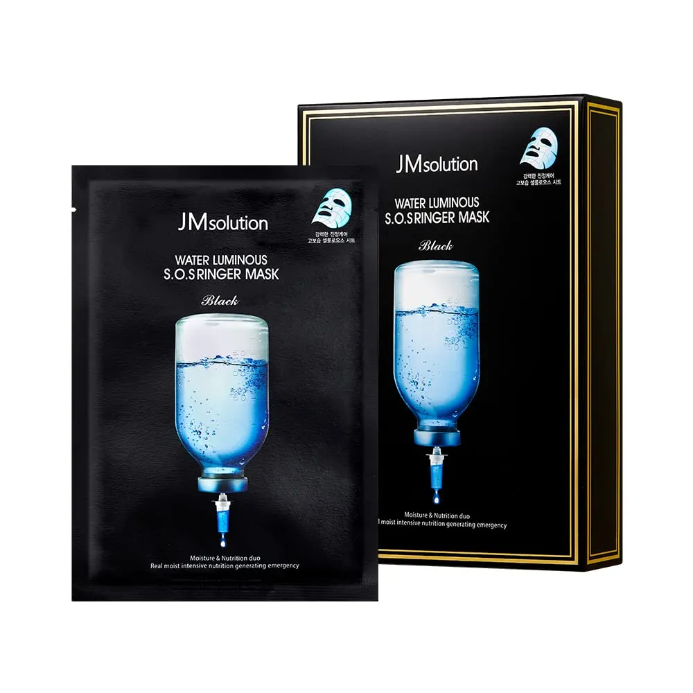 [8809794737923] 제이엠솔루션 물광 에스오에스 링거 마스크 블랙 30ml × 10EA