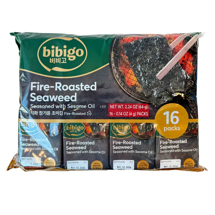 [807176720981] BIBIGO Fire-Roasted Seaweed with Sesame Oil 16 Pack