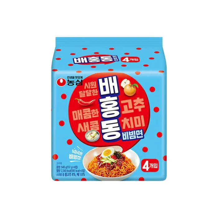 [8801043060370] NONGSHIM Bae Hong Dong Bibim Noodles Multi Pack 548g (137g*4)