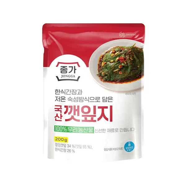 [8801024193417] JONGGA Seasoned Perilla Leaves 200g